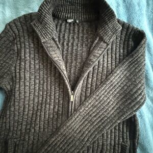 Pioneer Camp Ribbed Zip-Up Sweater – Dark Gray, XL – New Without Tags